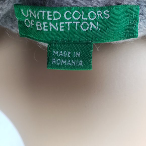 Benetton Wool Asymmetrical Wrap Sweater Gray Small Italy - Picture 7 of 7